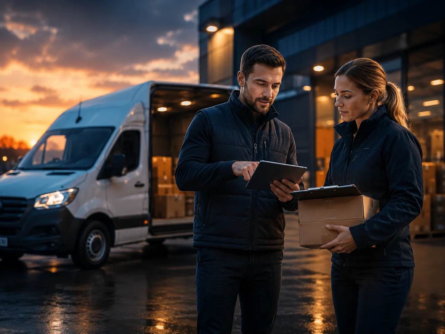 Nextway UK delivery van ready to collect goods for transport